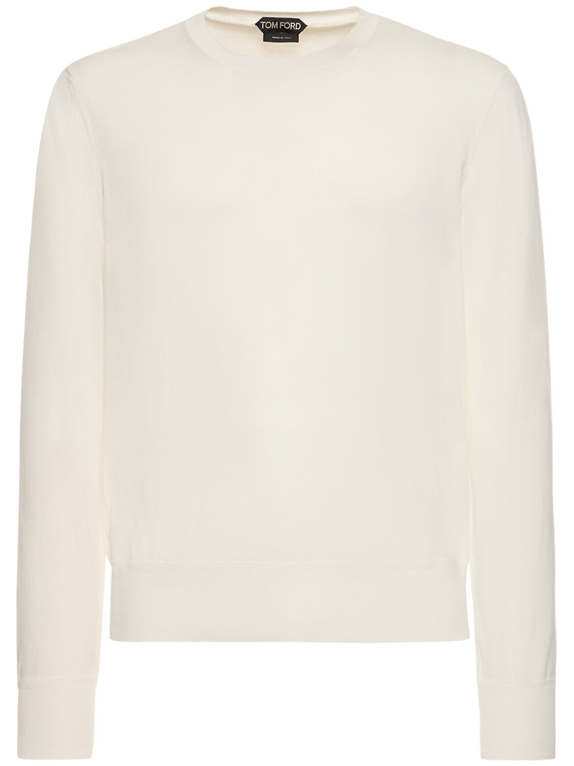 Tom Ford Crewneck Wool Blend Knit Sweater In White