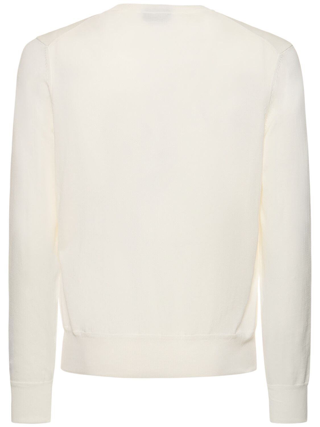 Shop Tom Ford Superfine Cotton Crewneck Sweater In Ivory