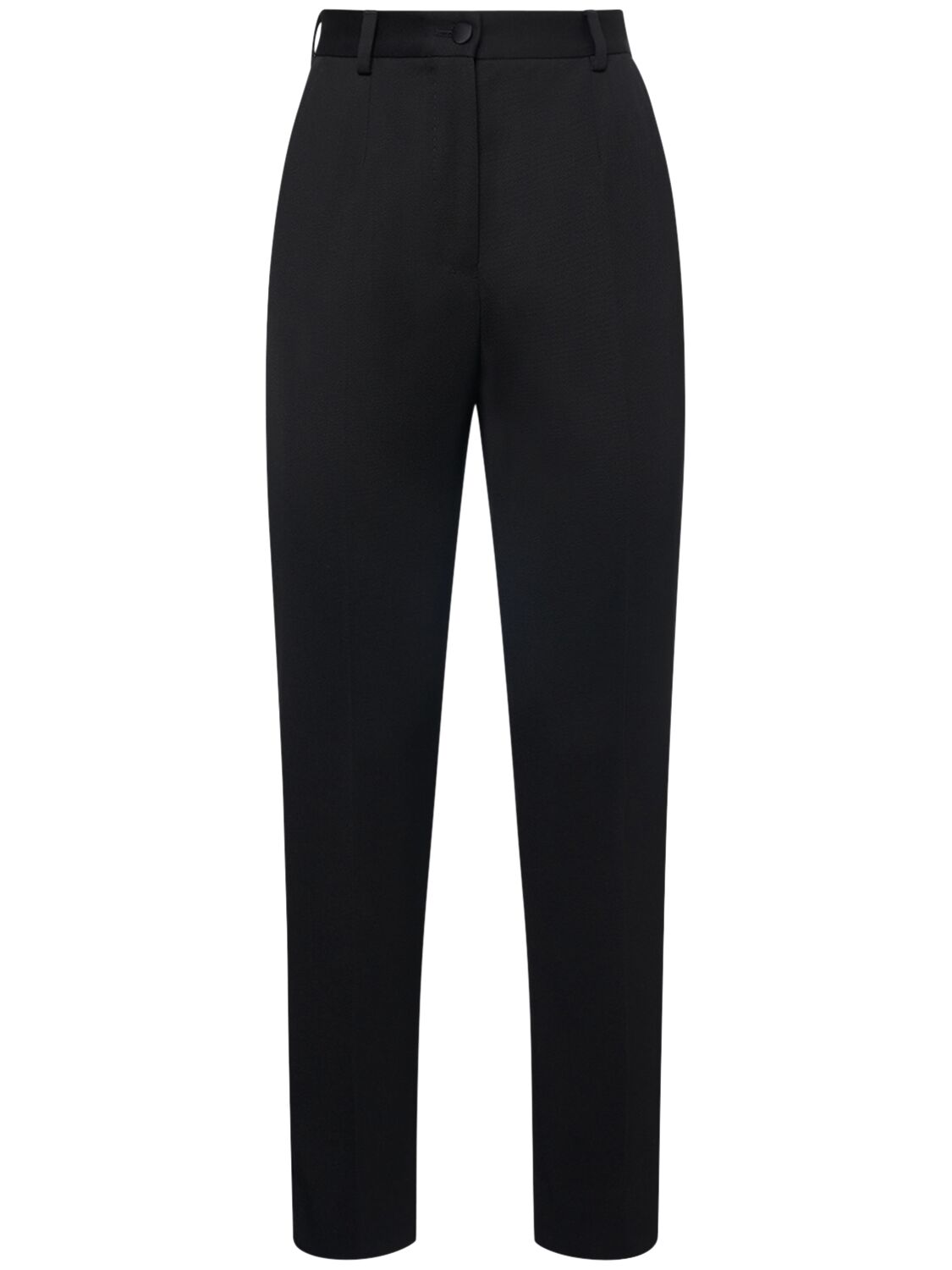 Dolce & Gabbana High Waist Wool Gabardine Pants In Black