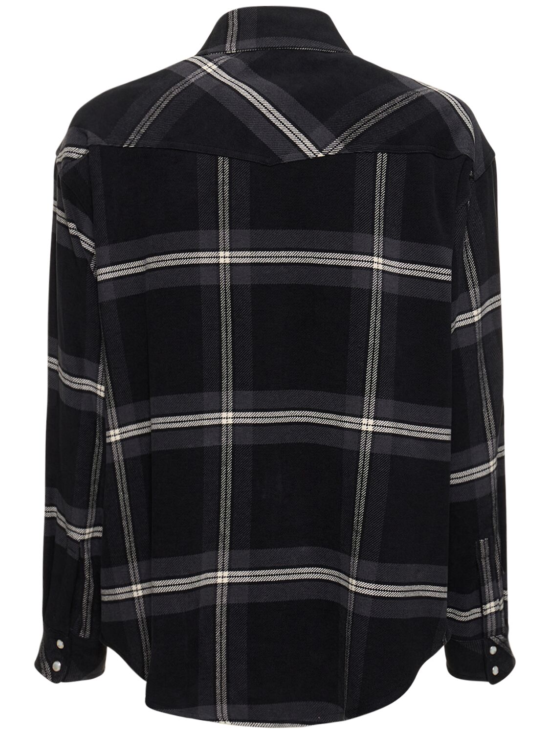 Shop Palm Angels Monogram Check Cotton Overshirt In Anthracite