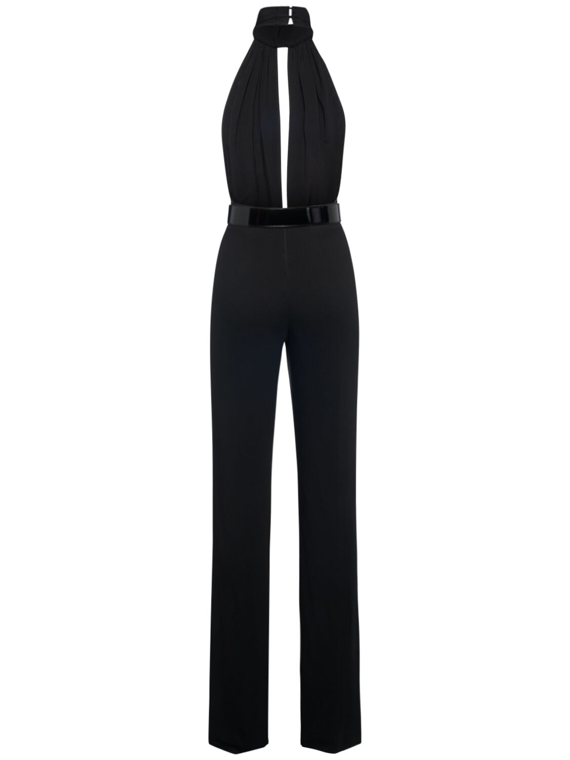 Shop Tom Ford Stretch Sable Halter Neck Jumpsuit In Black