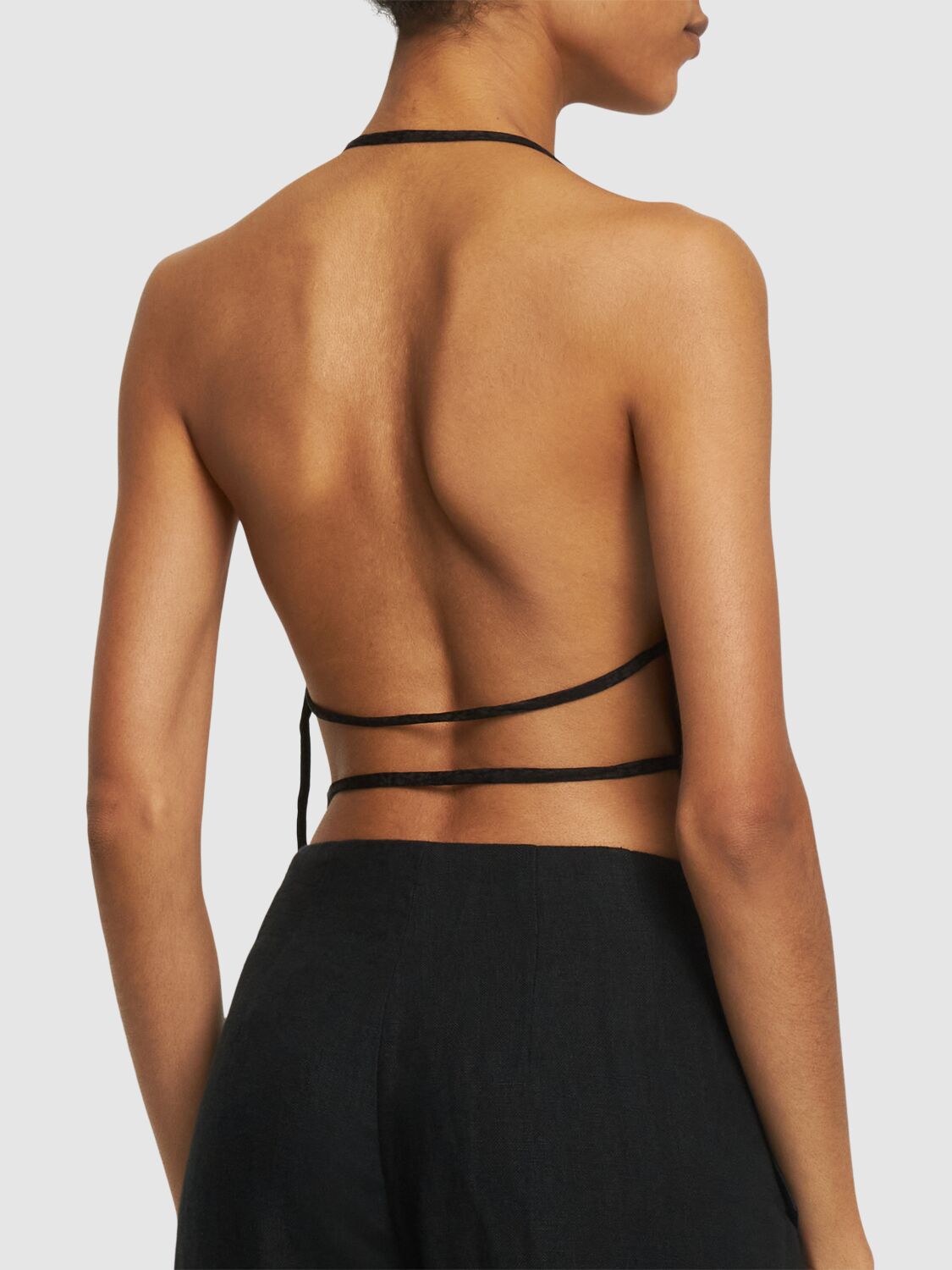 Shop St.agni Textured Silk Open Back Top In 블랙