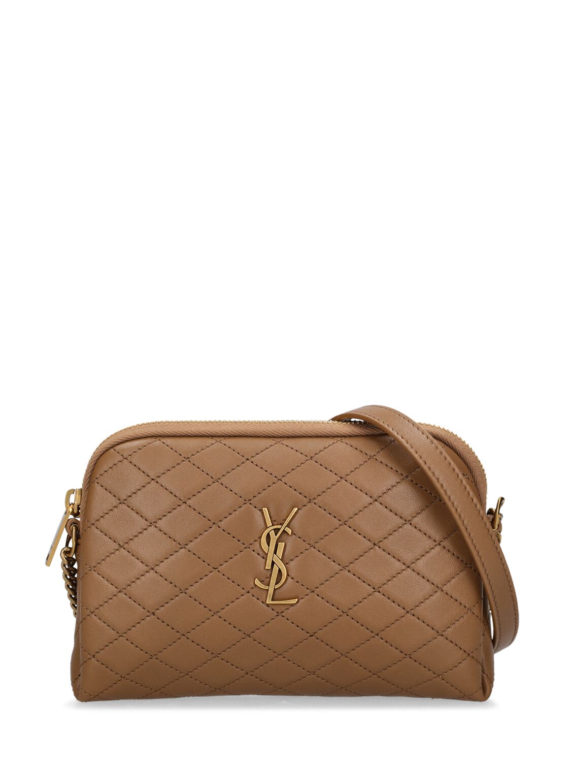 Saint Laurent Mini Gaby Quilted Leather Shoulder Bag In Buff