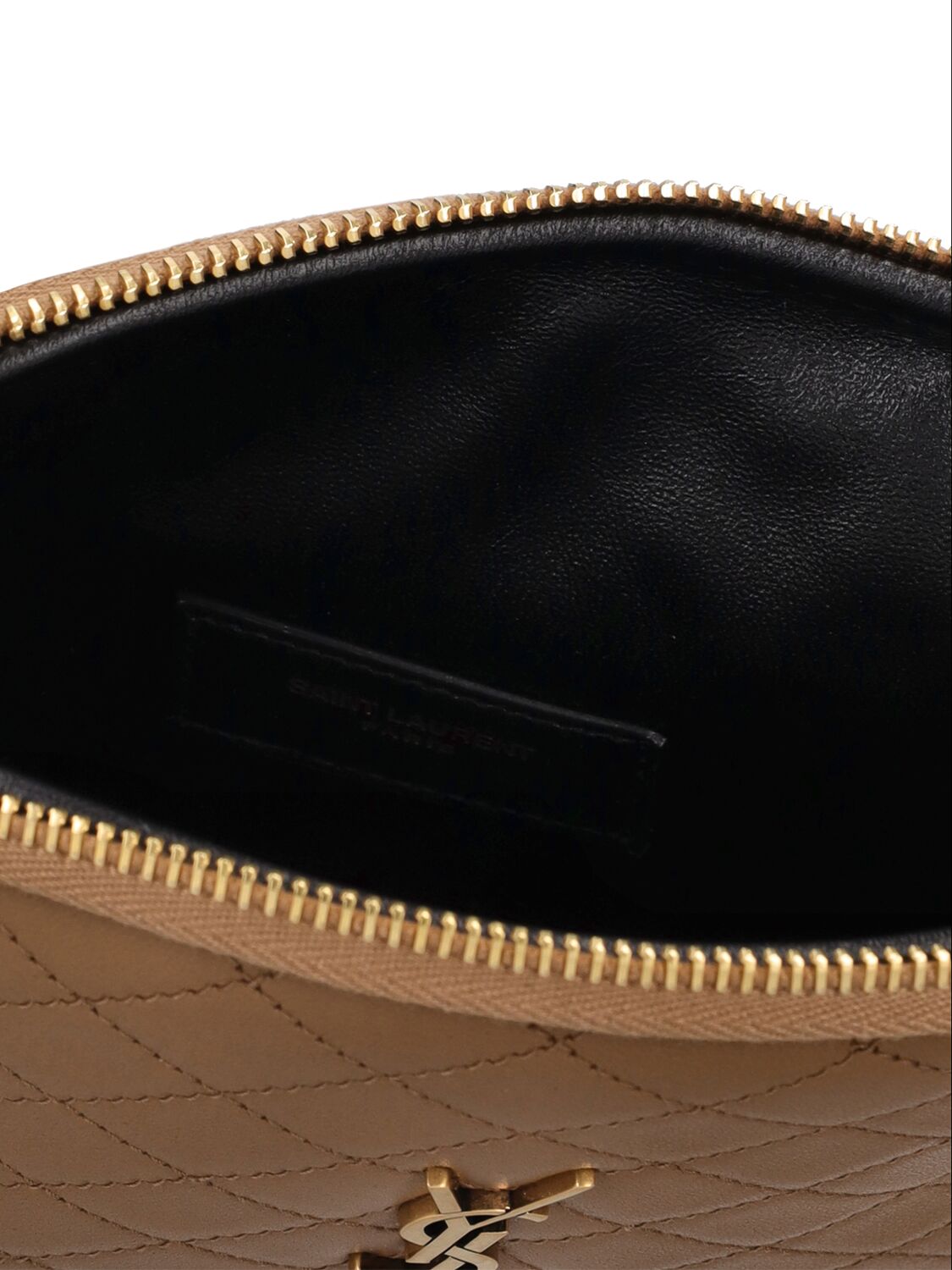 Shop Saint Laurent Mini Gaby Quilted Leather Shoulder Bag In Dark Cork