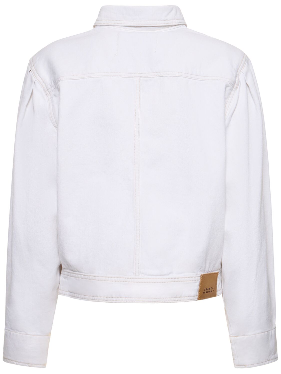 Shop Isabel Marant Valette Puff Sleeves Cotton Coat In White