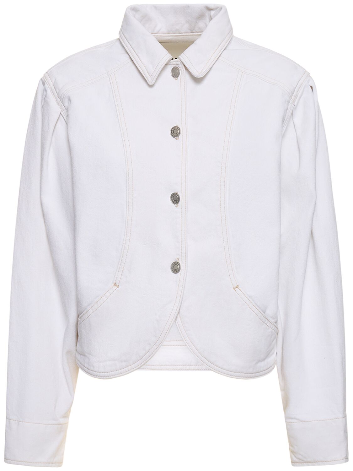 Isabel Marant Valette Puff Sleeves Cotton Coat In White