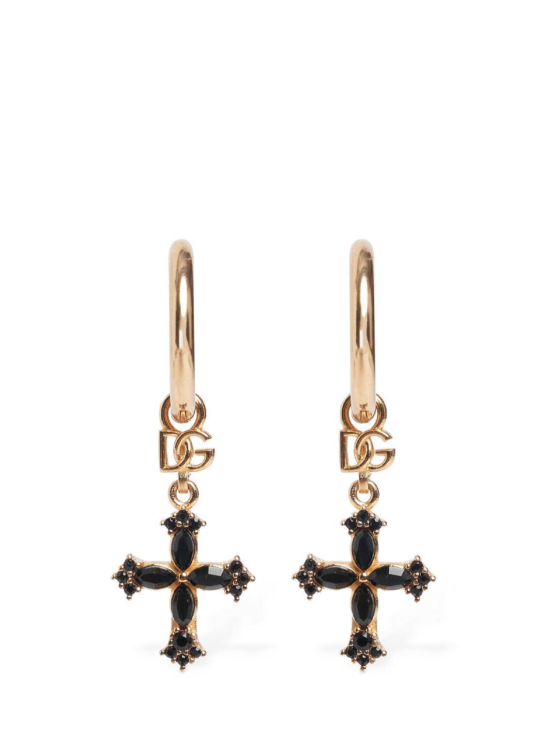 Dolce & Gabbana Plated Hoop Cross Earrings In Gold