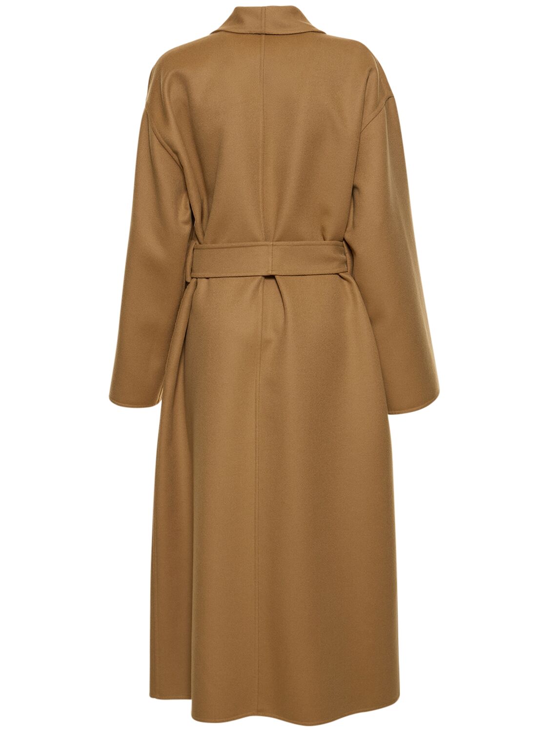 Shop Valentino Wool Compact Belted Long Coat In Kamelhaarfarben