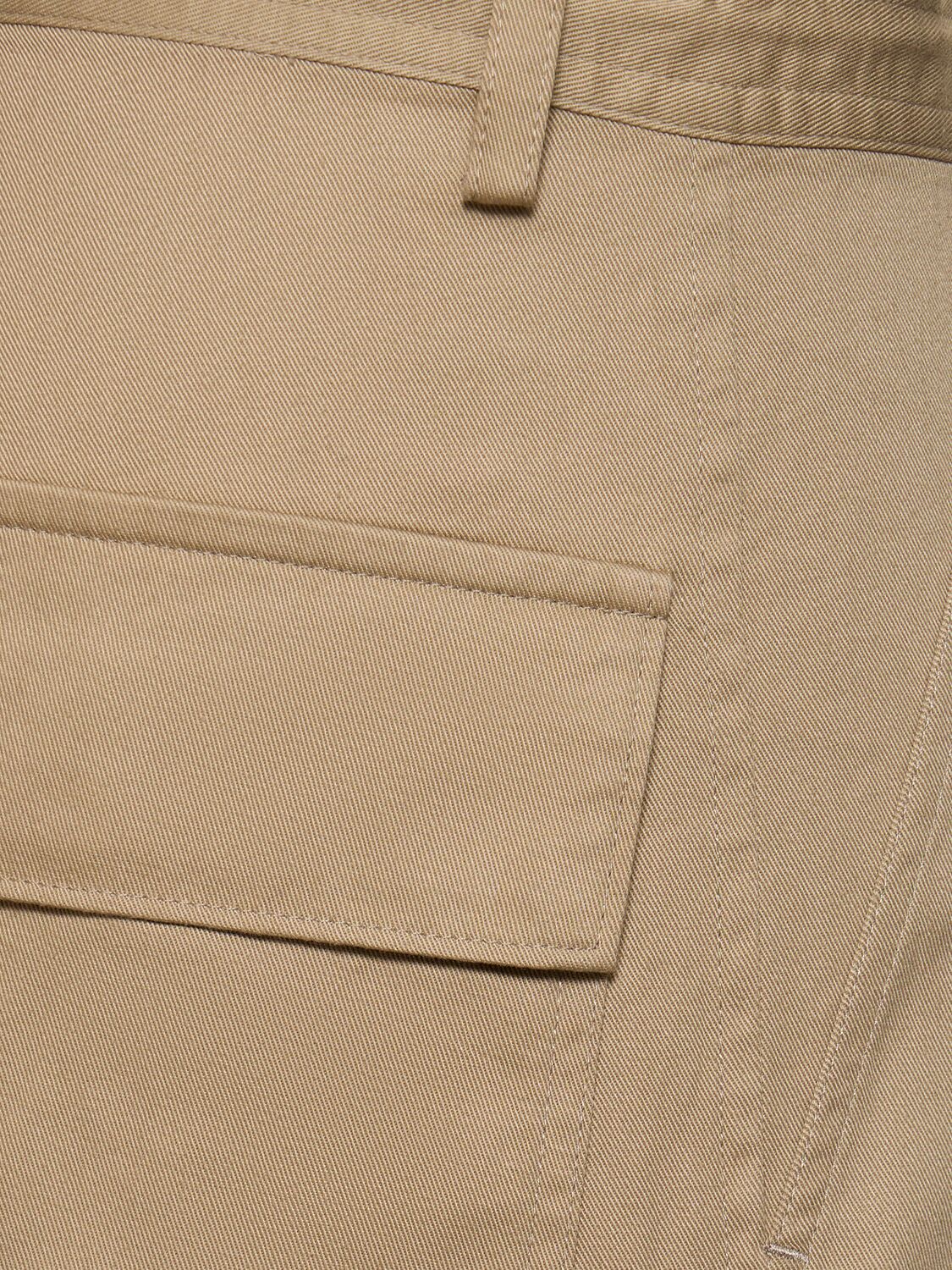 Shop Yohji Yamamoto Cotton Twill Big Pocket Straight Pants In Beige