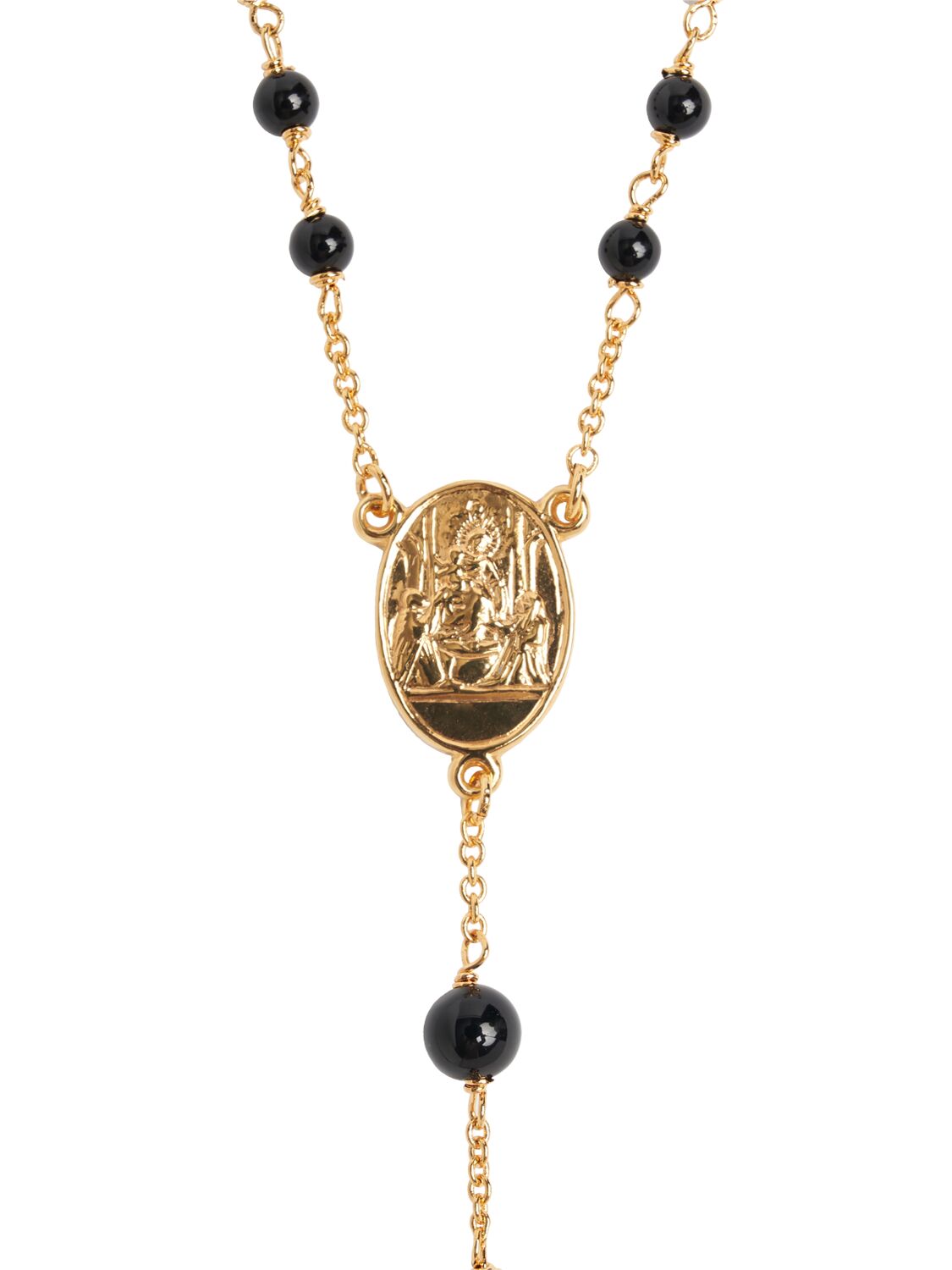 Shop Dolce & Gabbana Plated Rosary Pendant Necklace In Gold