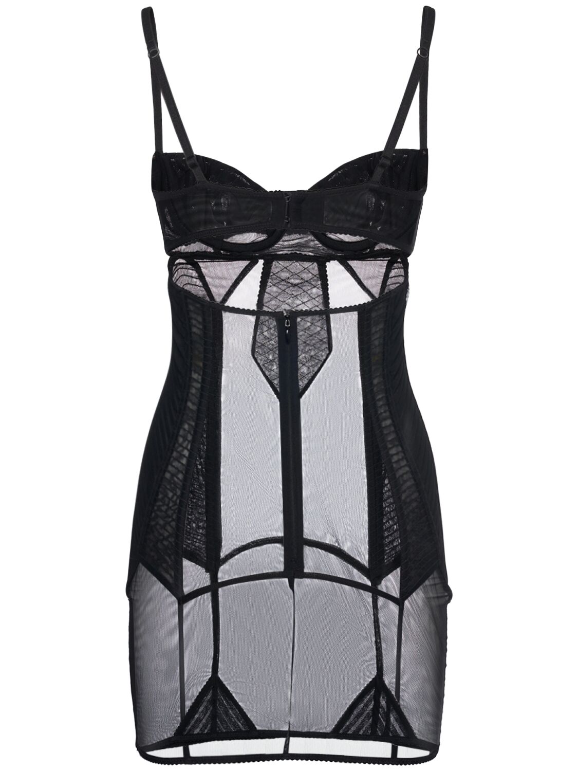 Shop Dolce & Gabbana Stretch Tulle Mini Dress In Black