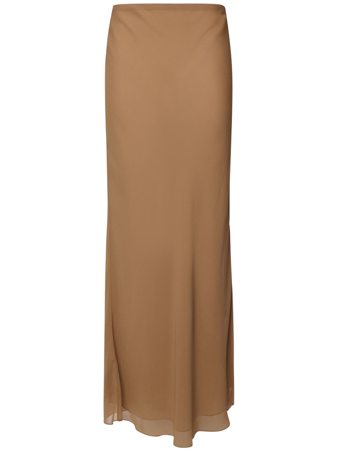 Khaite Mauva Silk Chiffon Long Skirt In Dark Beige