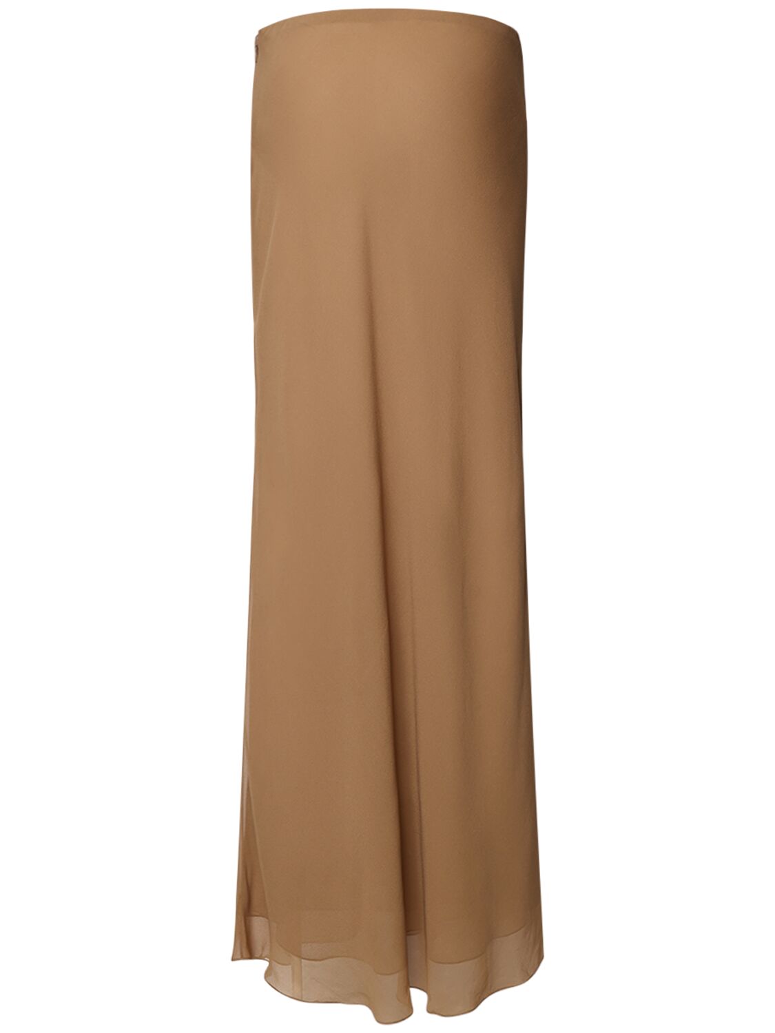 Shop Khaite Mauva Silk Chiffon Long Skirt In Dark Beige