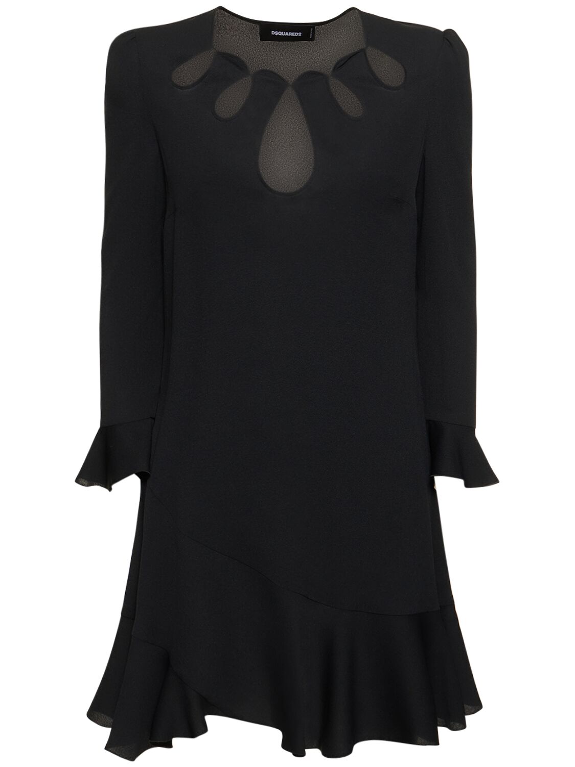 Dsquared2 Silk Blend Satin Flared Mini Dress In Black