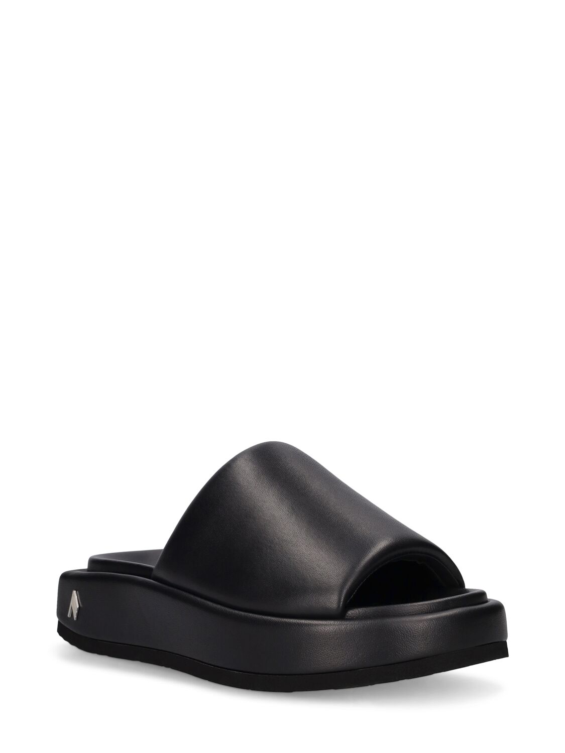 Shop Attico 40mm Mia Leather Slides In Black