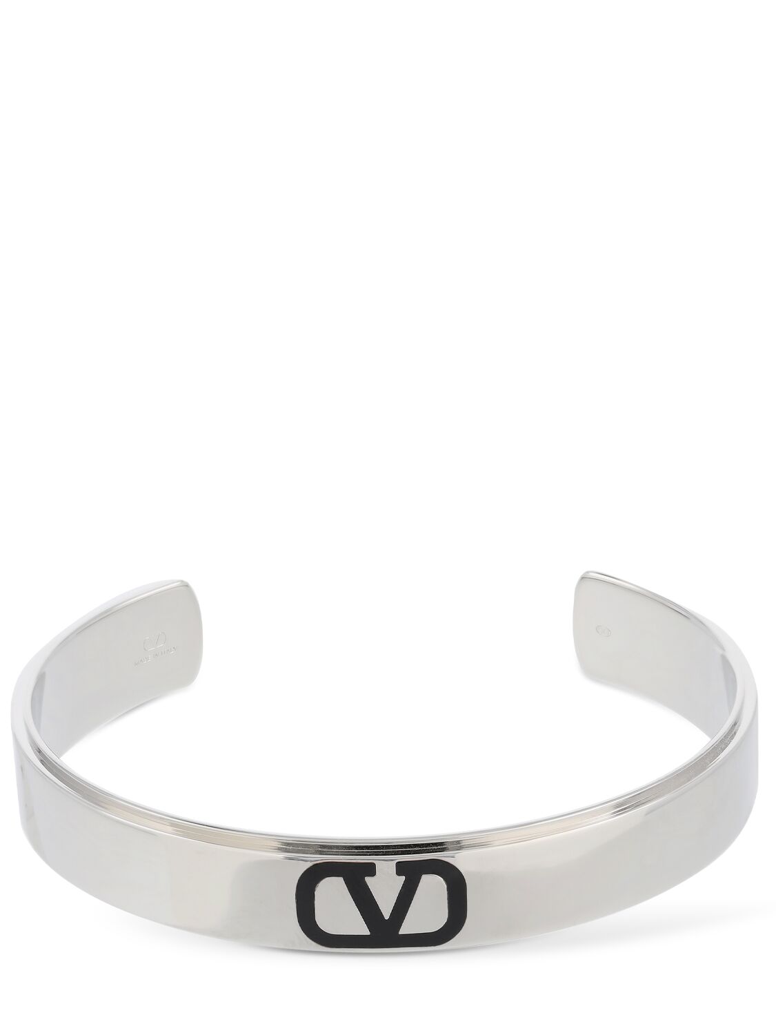 Valentino Garavani V Logo Signature Cuff Bracelet In 银色,黑色