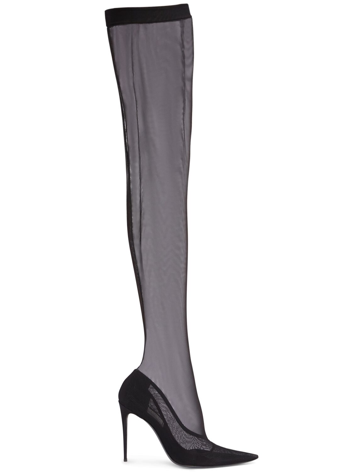 Dolce & Gabbana 105mm Lollo Tulle Over-the-knee Boots In Black