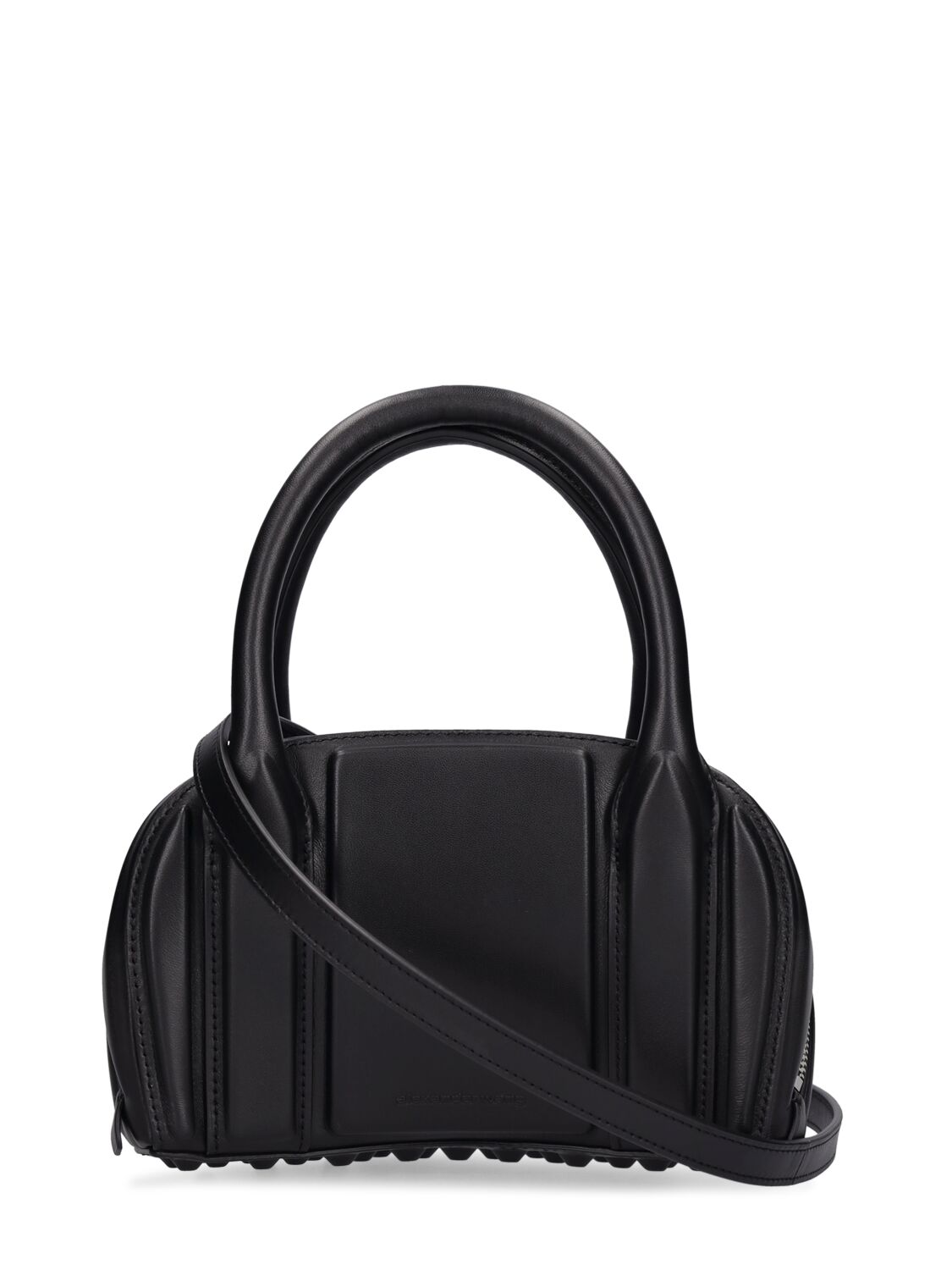 Shop Alexander Wang Small Roc Leather Top Handle Bag In Black