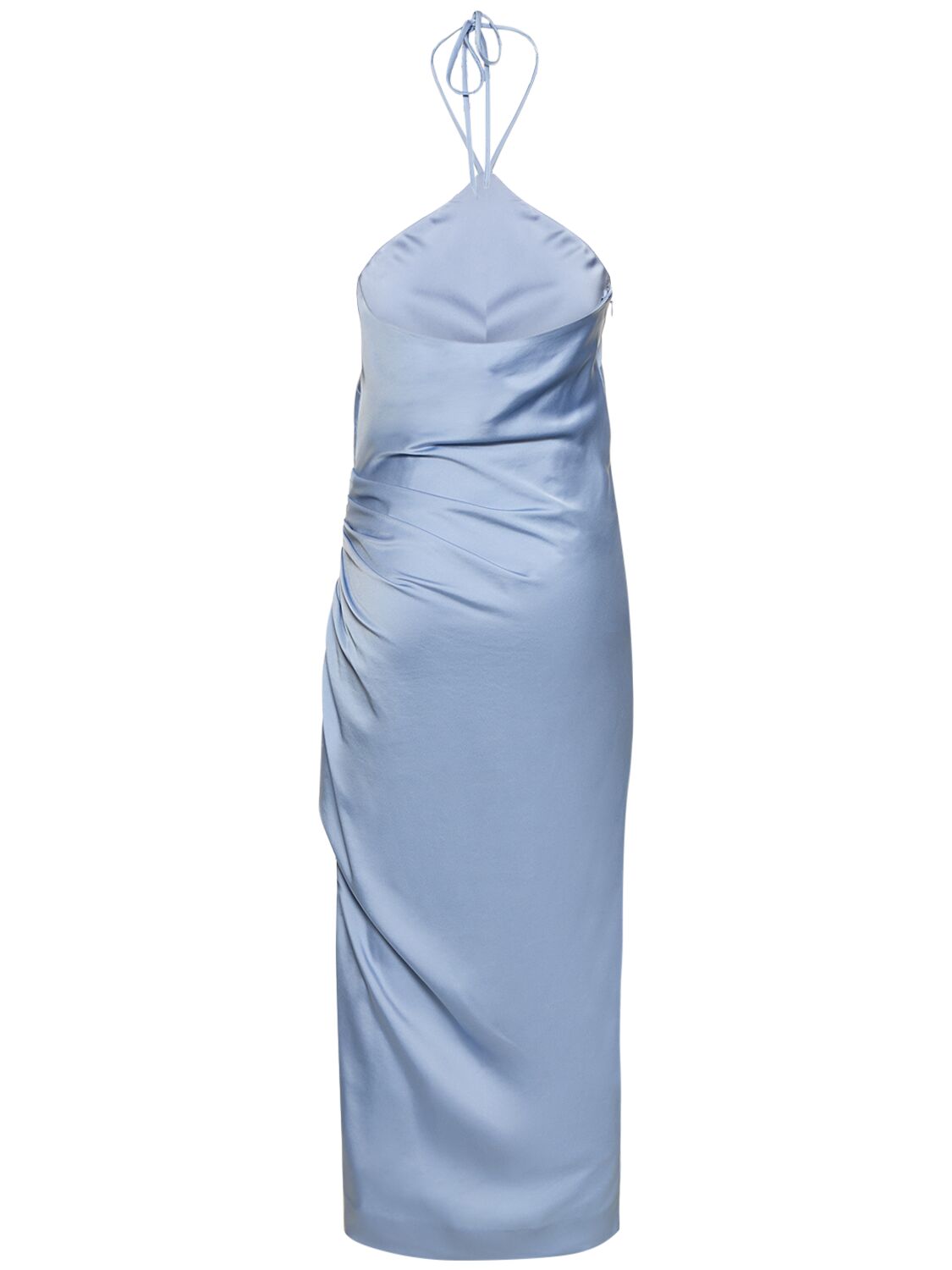 Shop Simkhai Hansel Halter Neck Satin Midi Dress In Blau