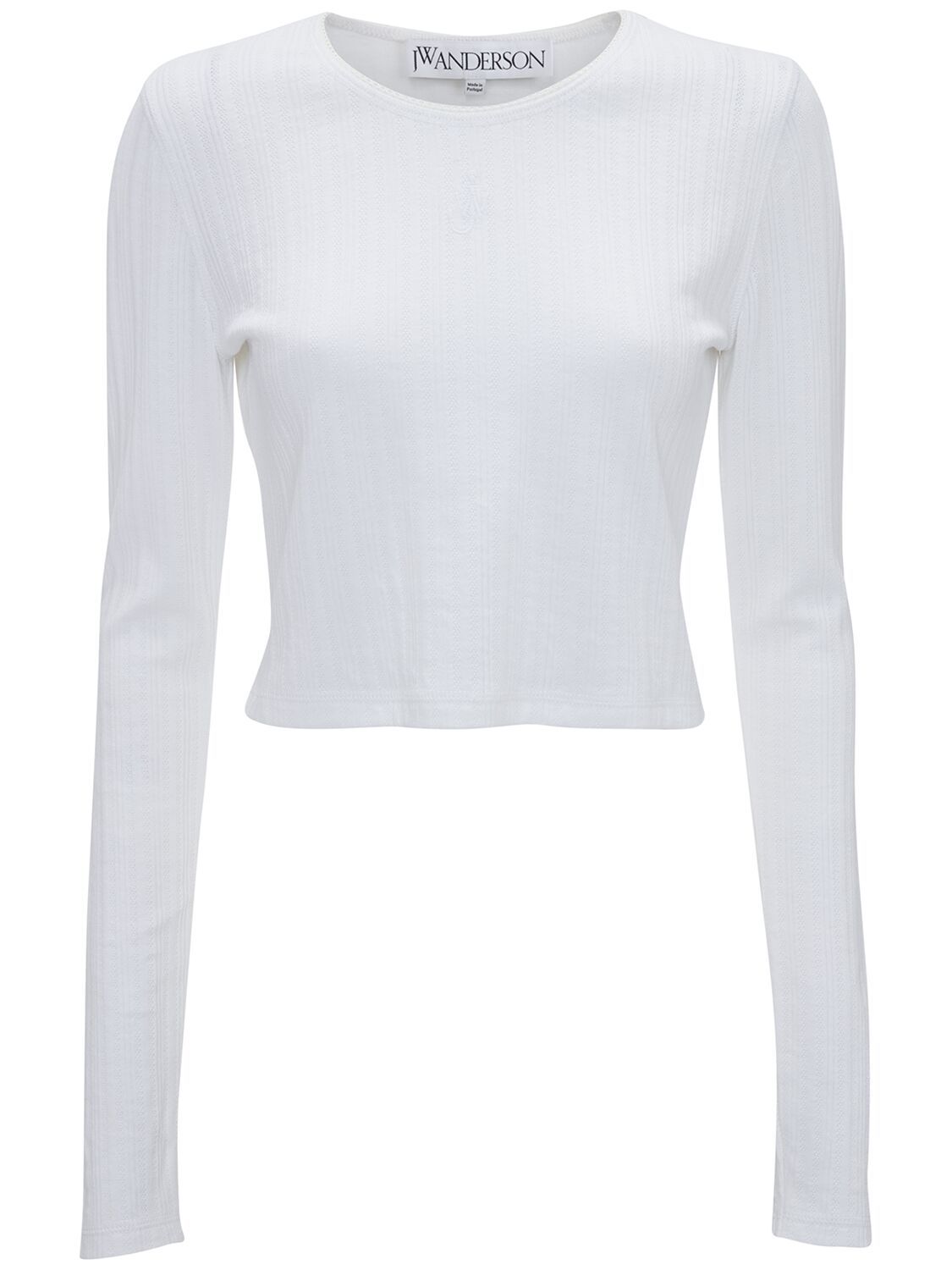 Jw Anderson Anchor Embroidery Cropped L/s Top In White