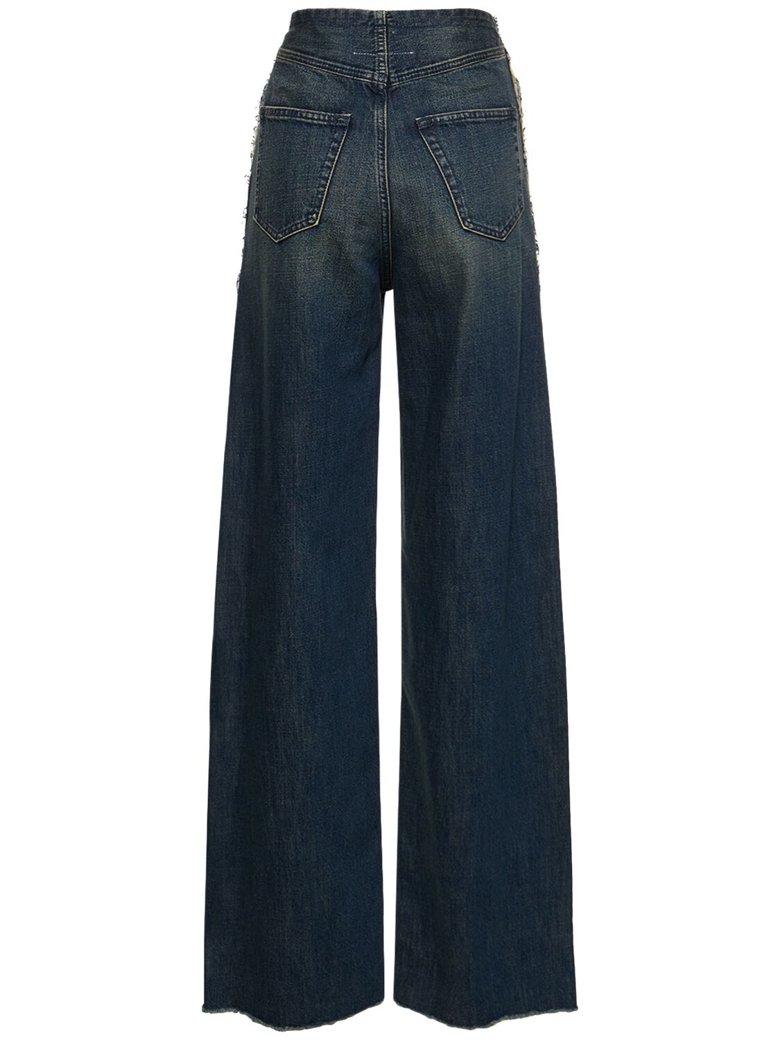 Shop Mm6 Maison Margiela Mid Waist Wide Cotton Denim Jeans In Blue