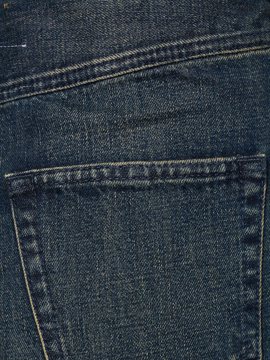 Shop Mm6 Maison Margiela Mid Waist Wide Cotton Denim Jeans In Blue