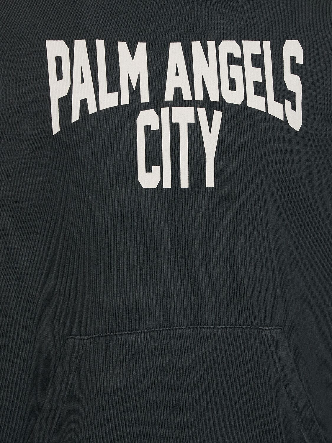 Shop Palm Angels Pa City Washed Cotton Hoodie In Dark Grey