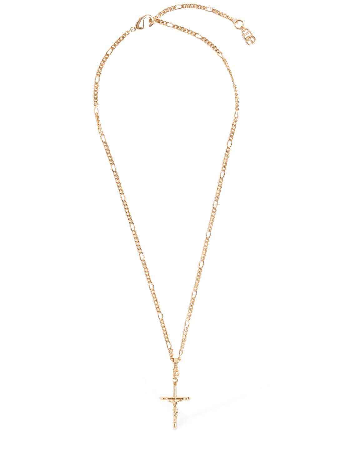 Dolce & Gabbana Plated Cross Pendant Necklace In Gold