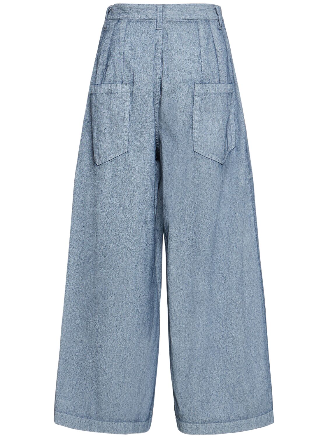 Shop Yohji Yamamoto Coated Denim Wide Jeans In Hellblau
