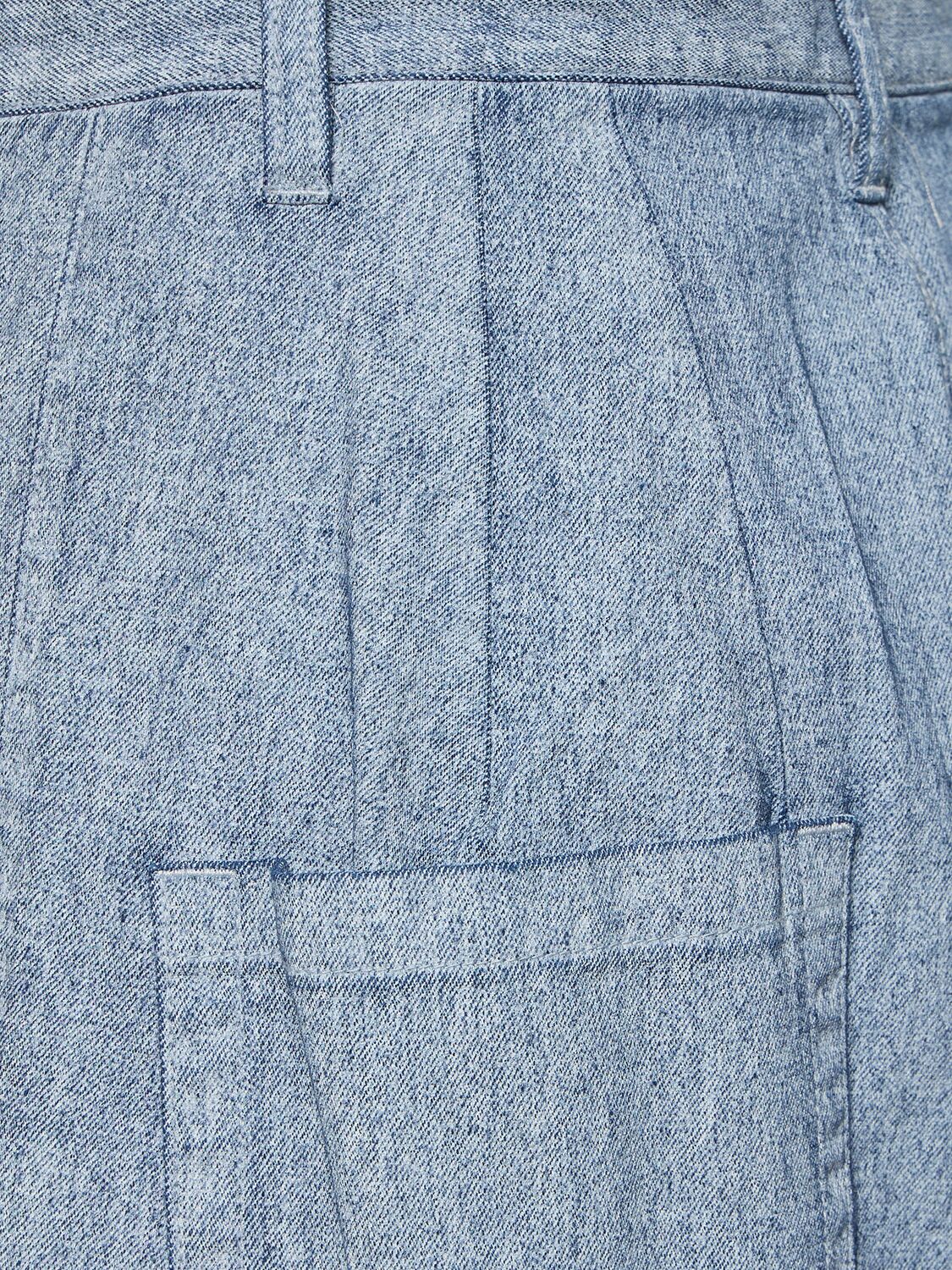 Shop Yohji Yamamoto Coated Denim Wide Jeans In Hellblau