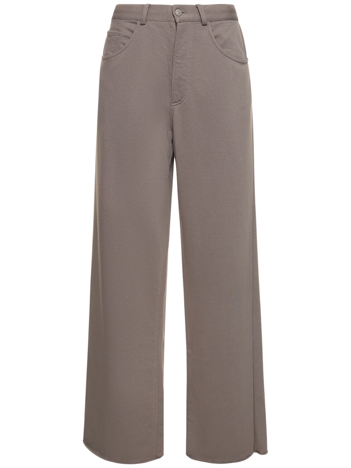 Image of Unbrushed Cotton Blend Wide Pants