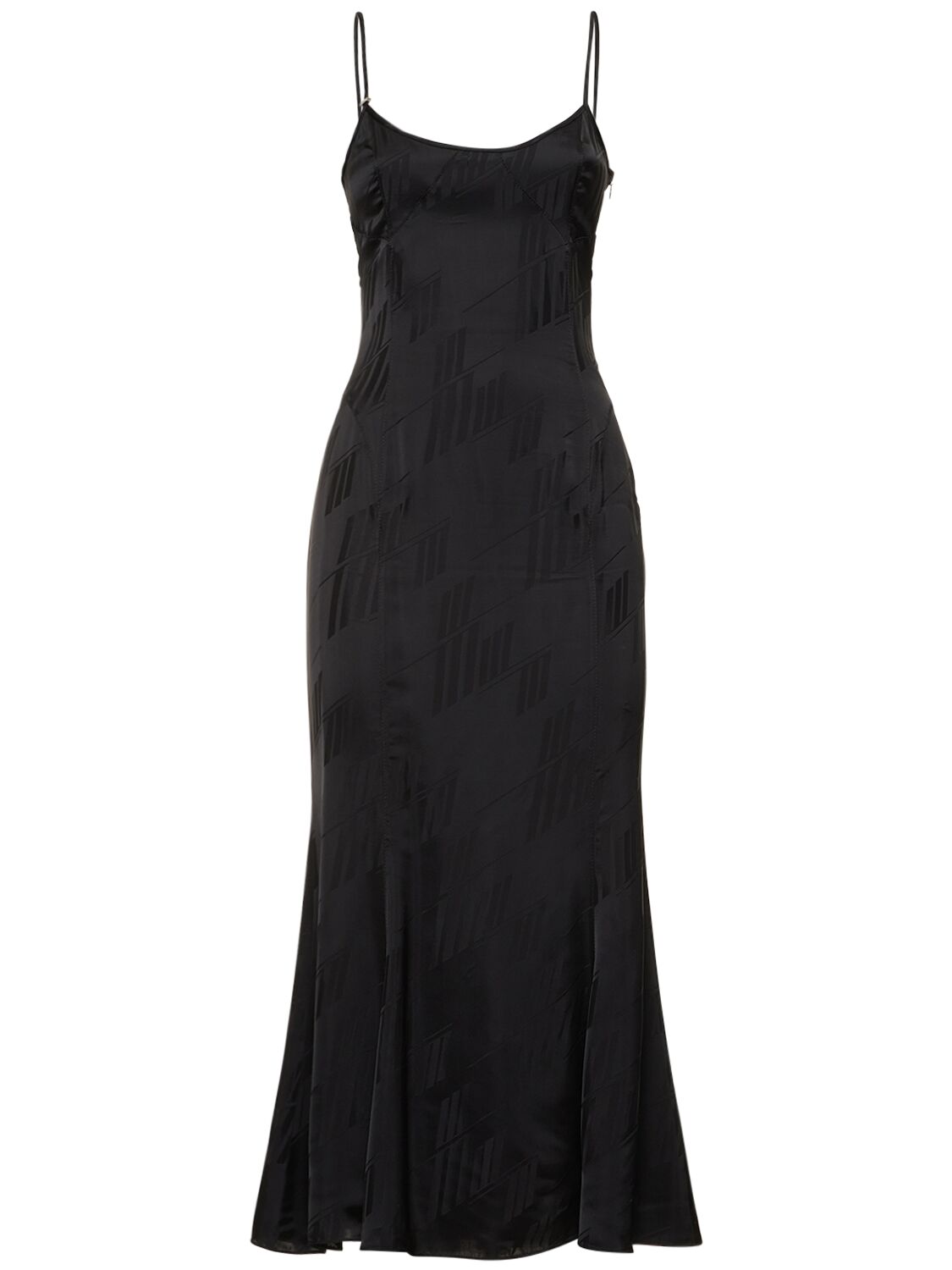Shop Attico Jacquard Satin Sleeveless Midi Dress In Black