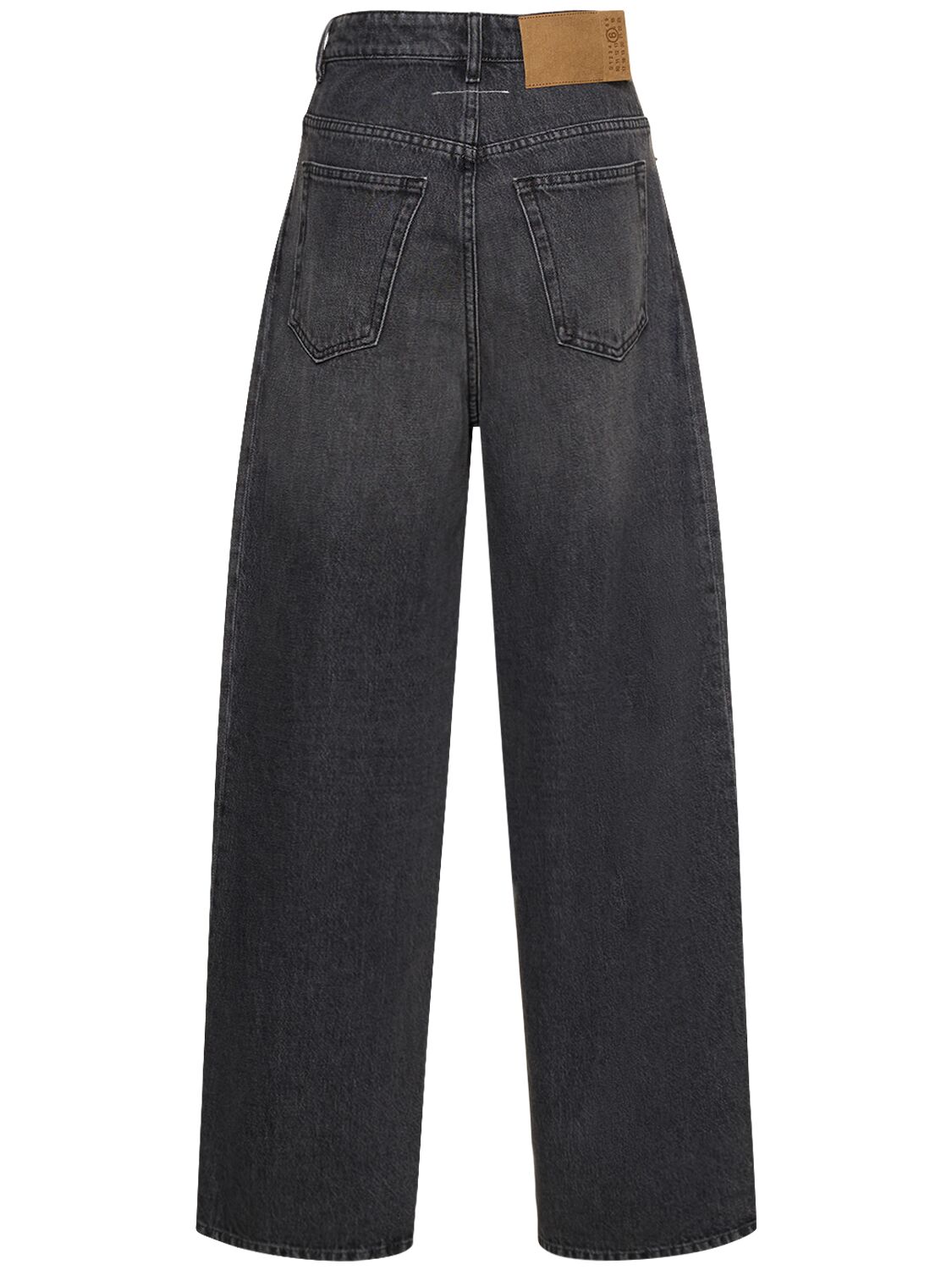 Shop Mm6 Maison Margiela High Rise Wide Cotton Denim Jeans In Black