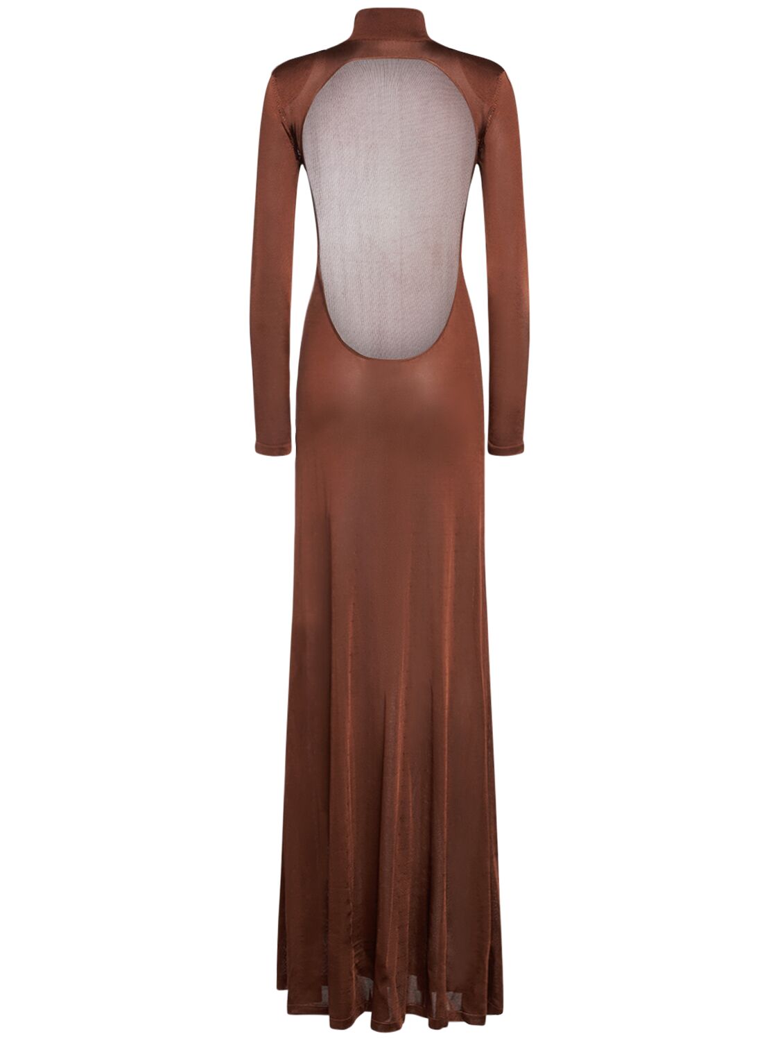 Shop Tom Ford Compact Slinky Viscose Long Dress In Brown