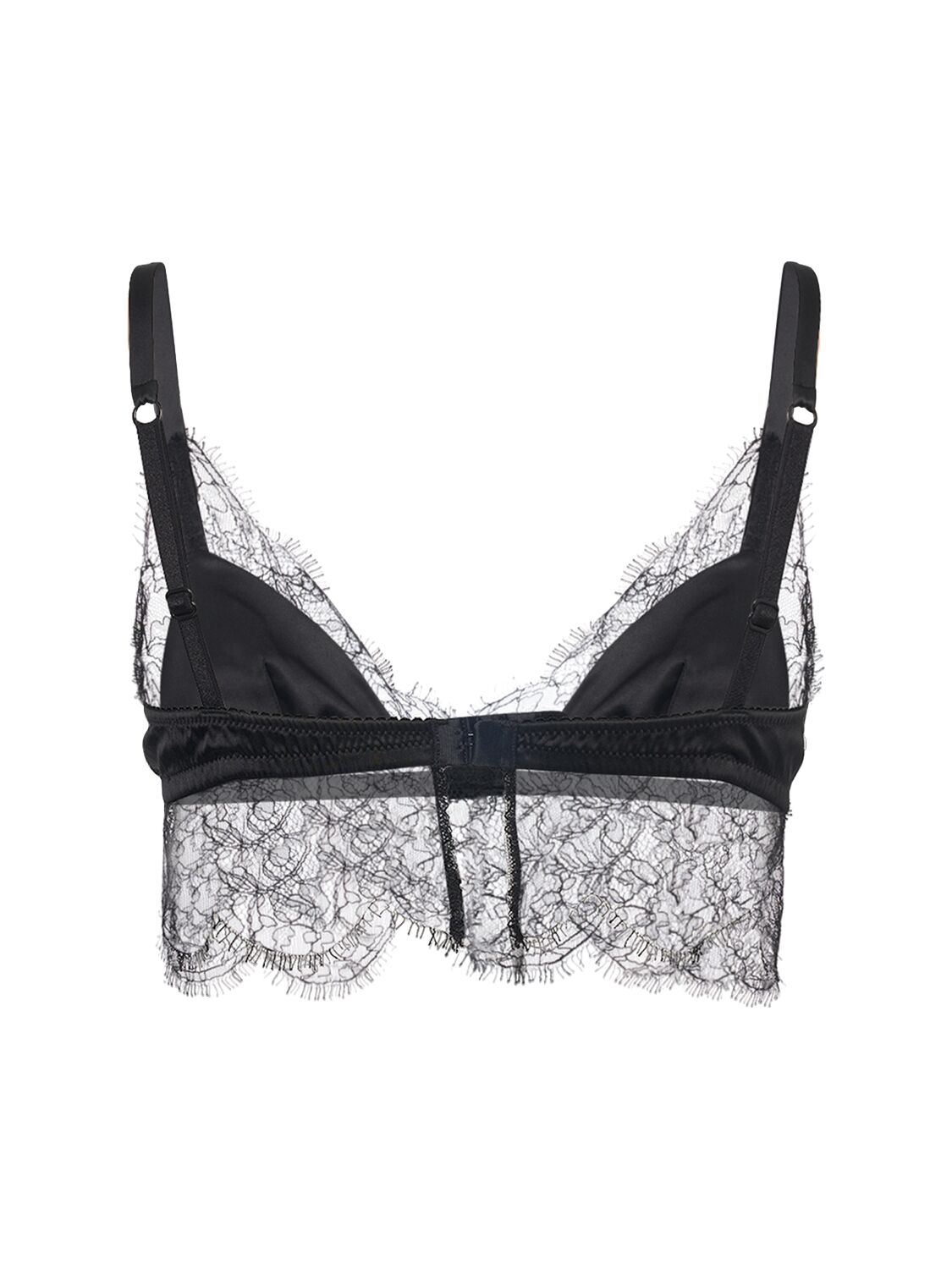 Shop Dolce & Gabbana Stretch Silk Satin Triangle Bra In Black