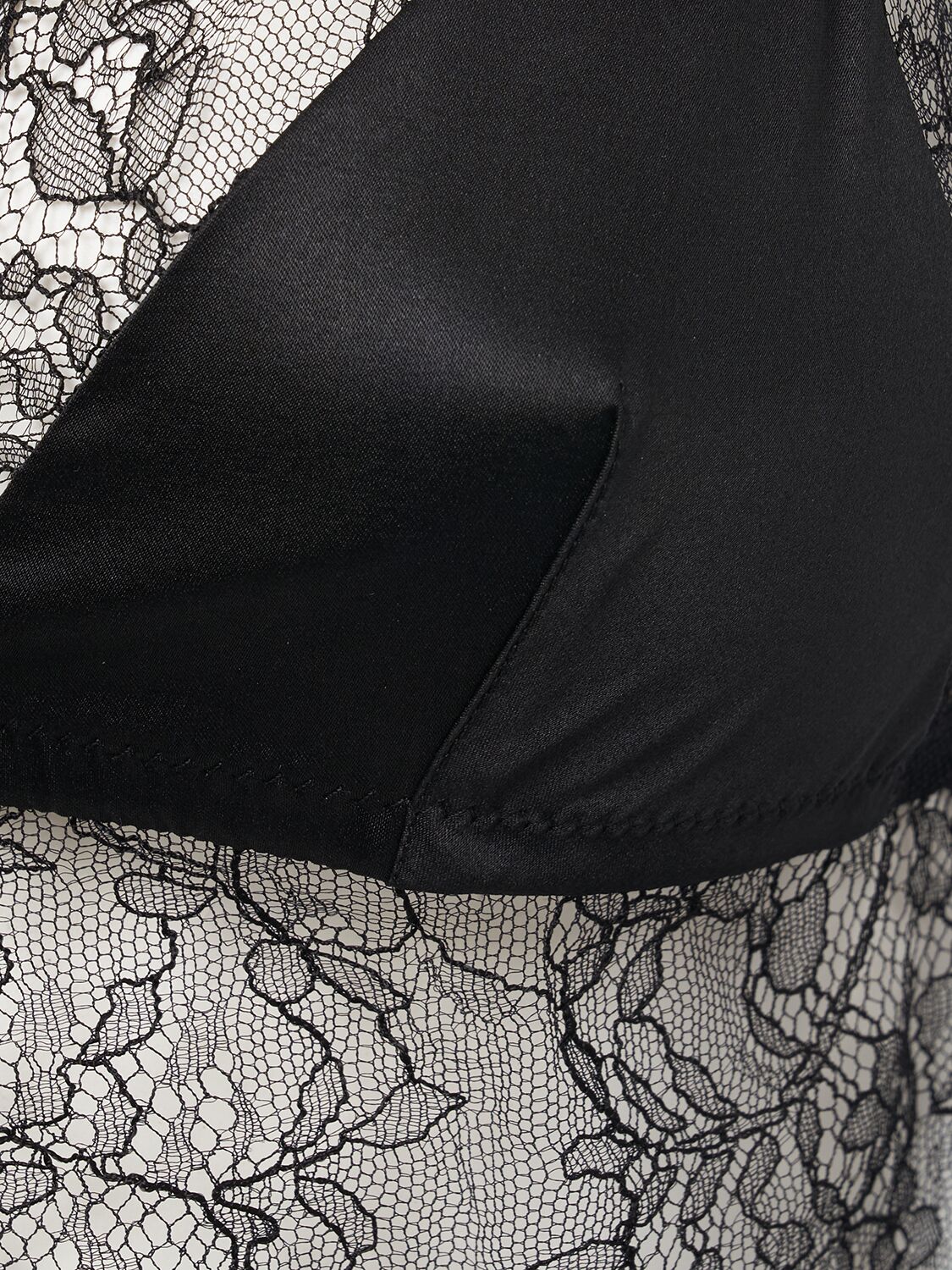 Shop Dolce & Gabbana Stretch Silk Satin Triangle Bra In Black