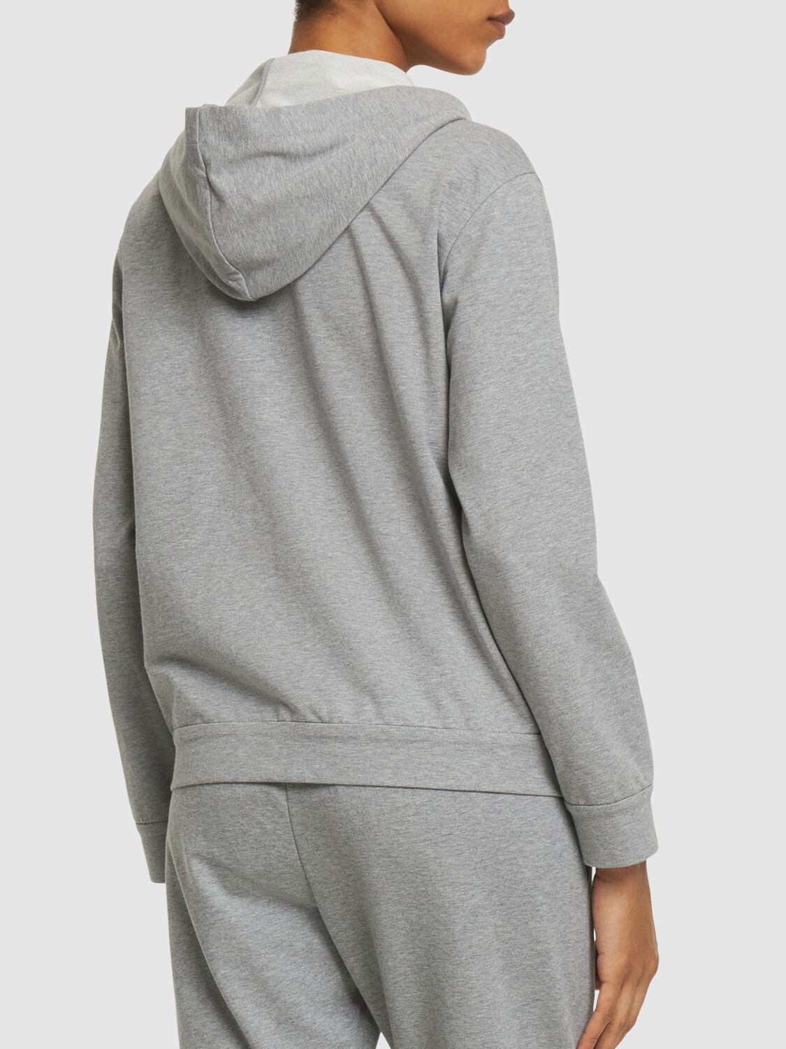 Shop Brunello Cucinelli Cotton Jersey Zip Hoodie In Grey