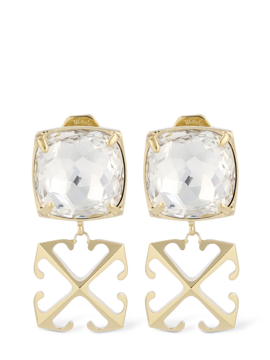 Image of Arrow Brass & Crystal Earrings