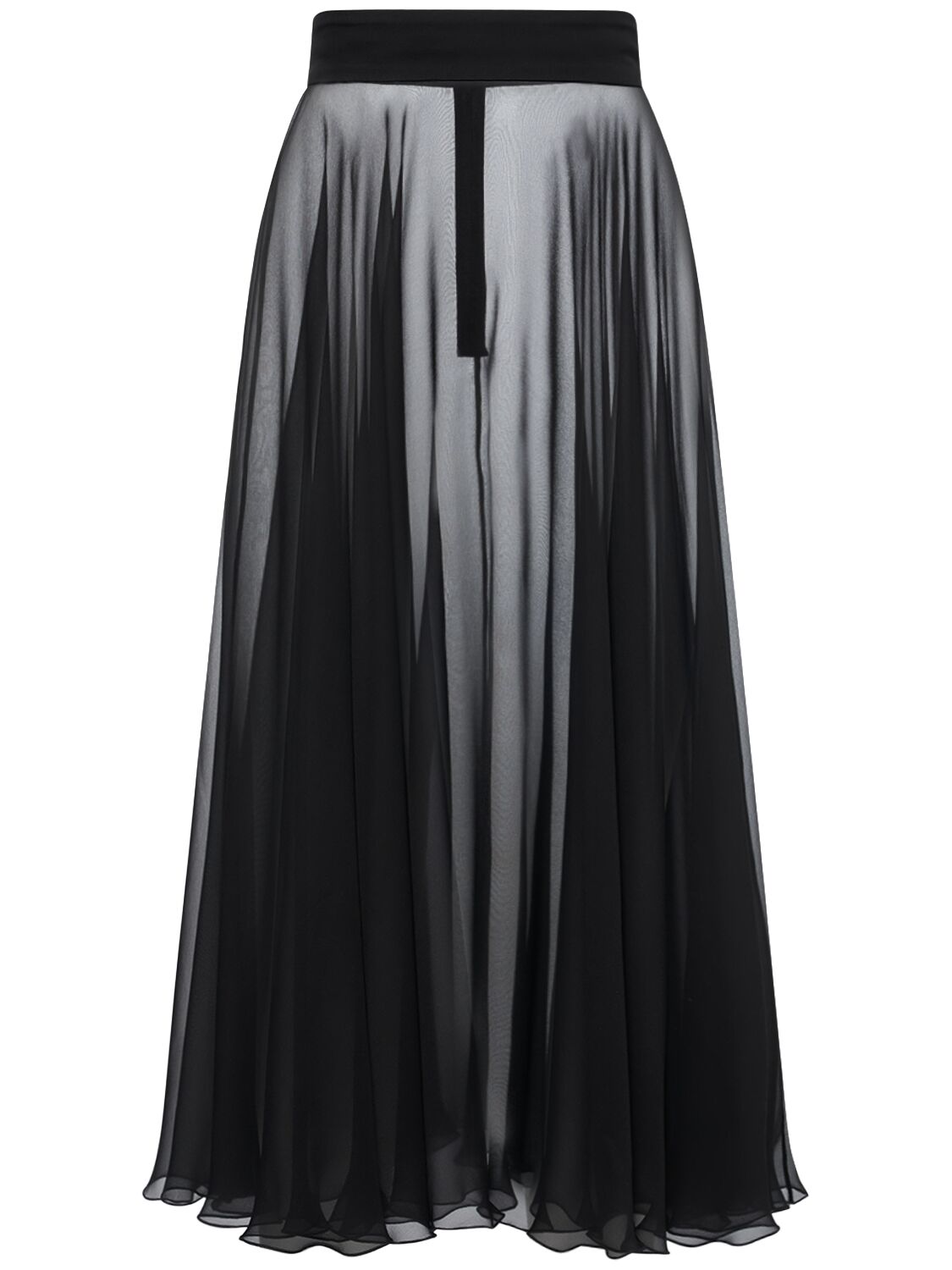 Dolce & Gabbana Pleated Silk Midi Skirt In Black