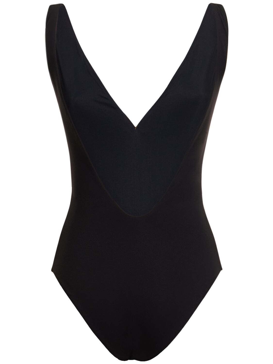 Shop Valentino Lycra V-neck Logo One Piece Swimsuit In Schwarz