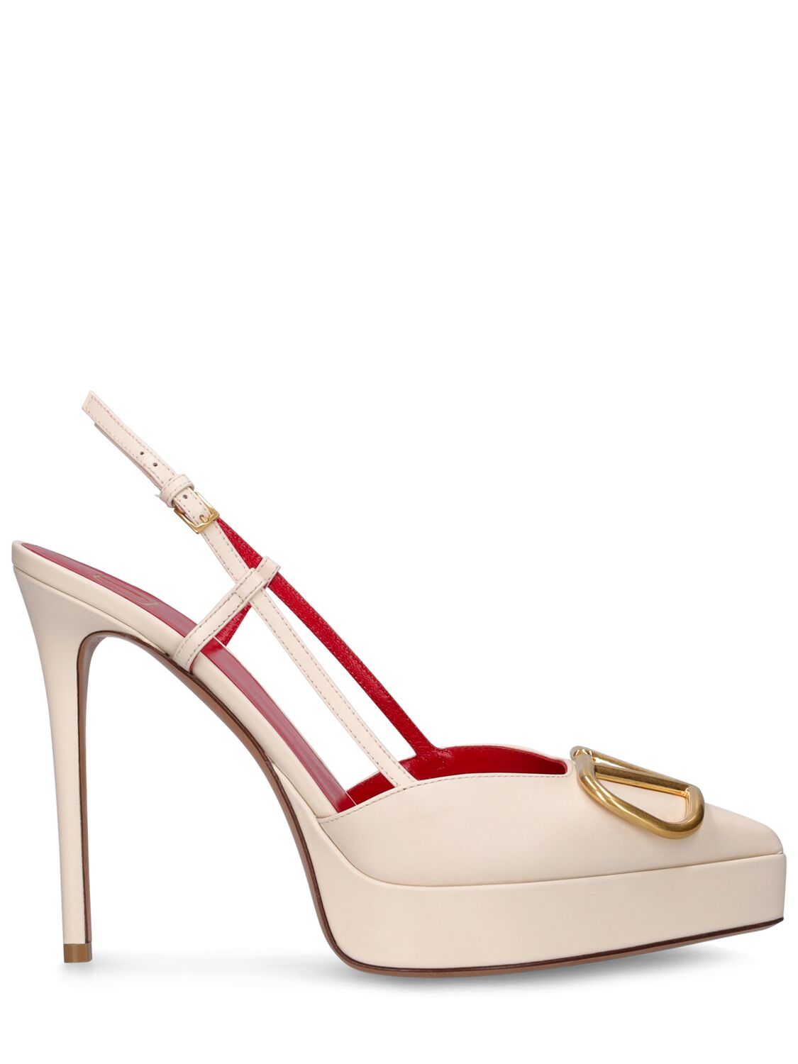 Valentino Garavani 120mm V Logo Leather Pumps In Ivory