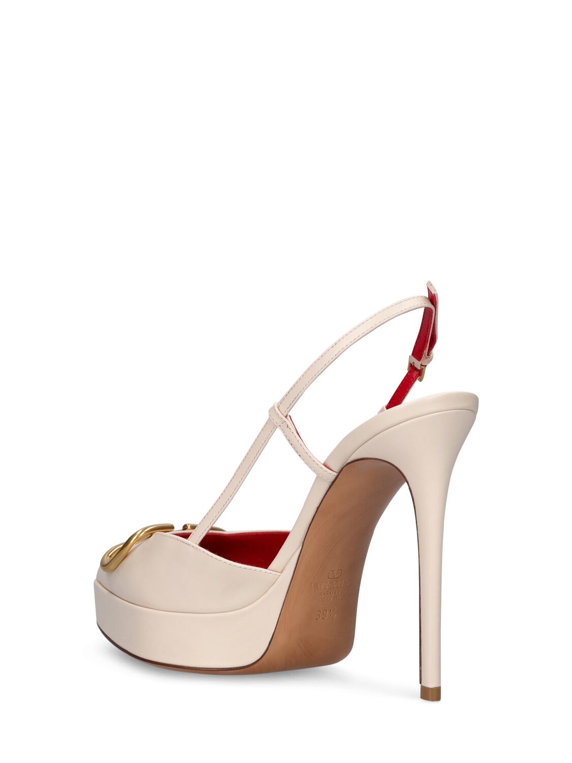 Shop Valentino 120mm V Logo Leather Pumps In Ivory