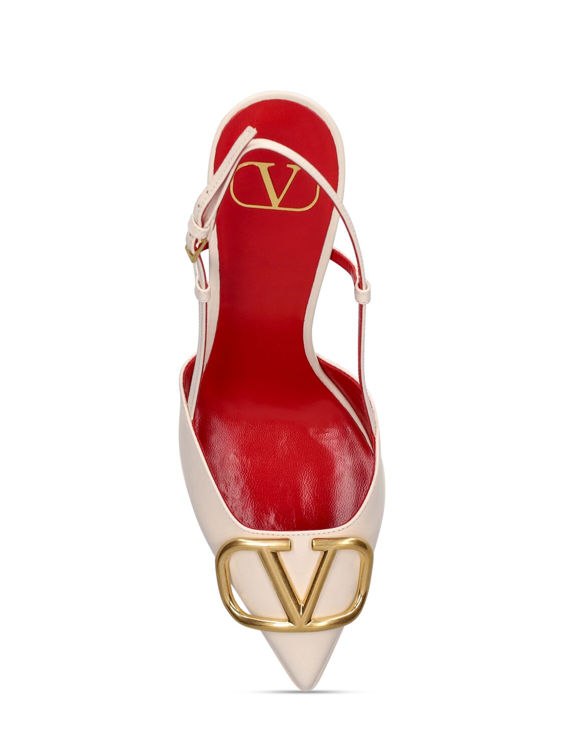 Shop Valentino 120mm V Logo Leather Pumps In Ivory