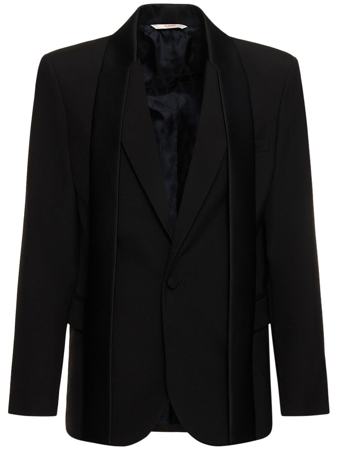Valentino Tailored Wool Tuxedo Jacket In Black