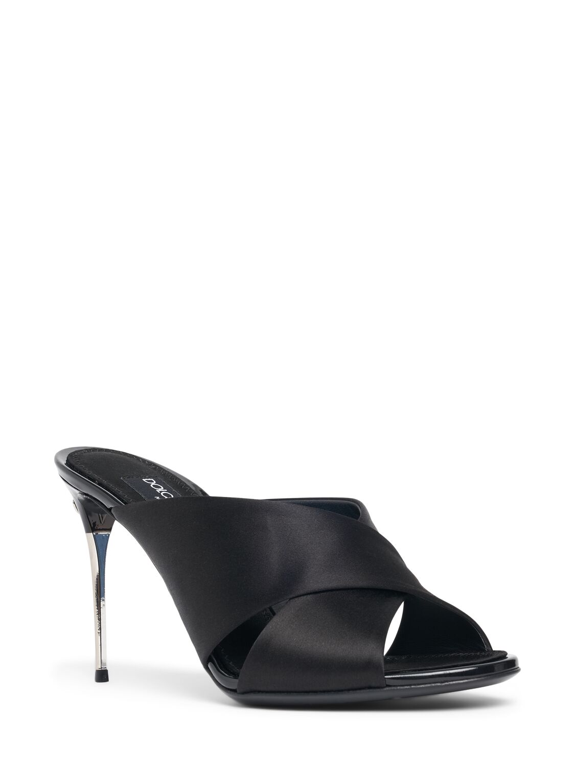 Shop Dolce & Gabbana 85mm Keira Satin Mules In Black
