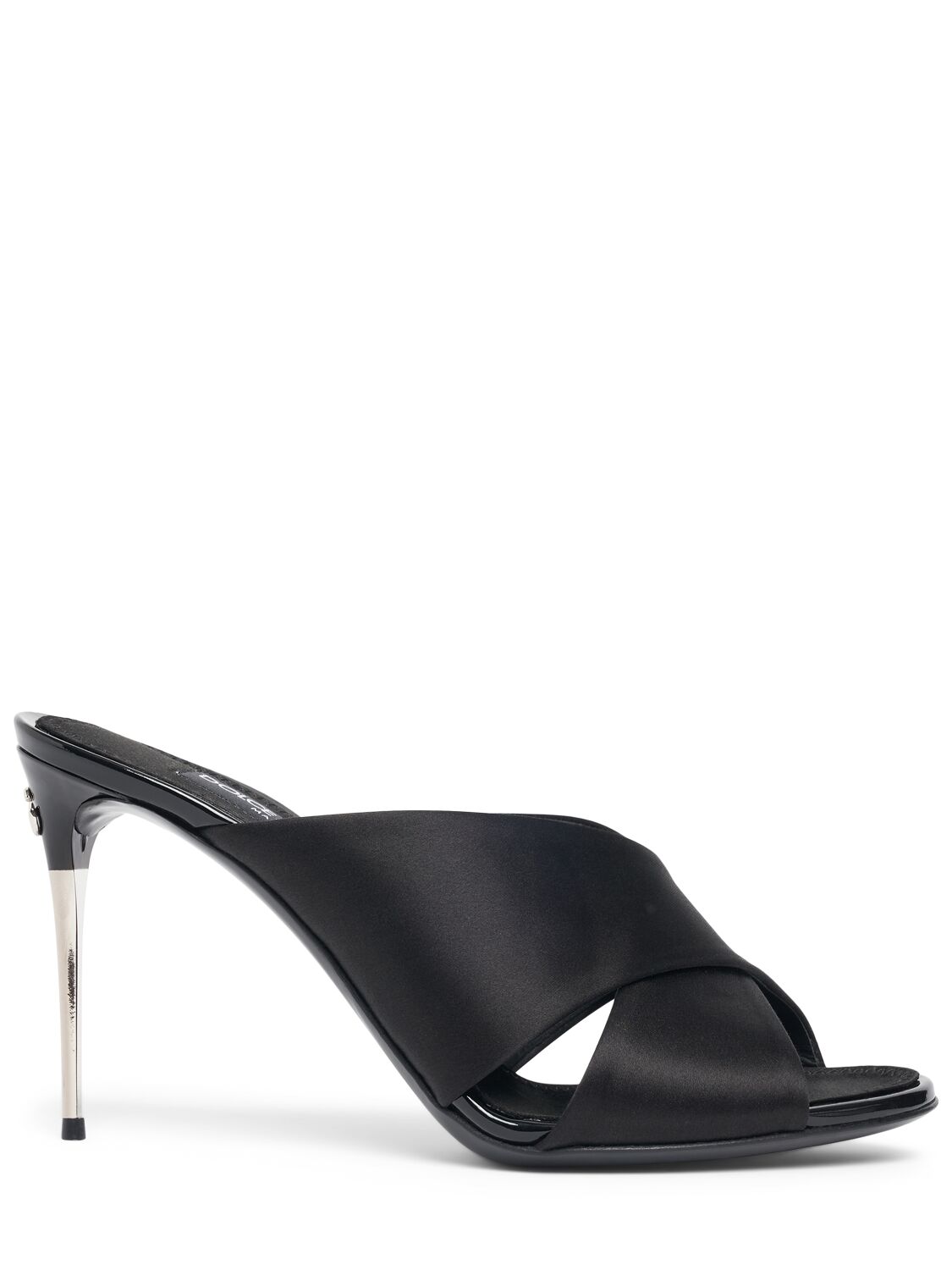 Shop Dolce & Gabbana 85mm Keira Satin Mules In Black