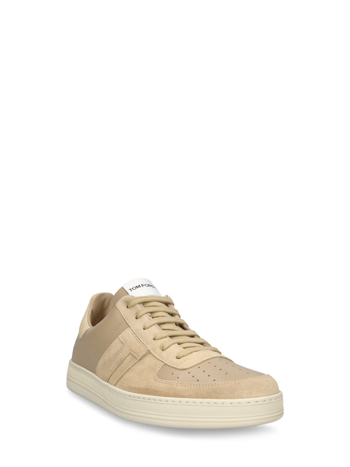 Shop Tom Ford Radcliff Logo Low Top Sneakers In Beige,white