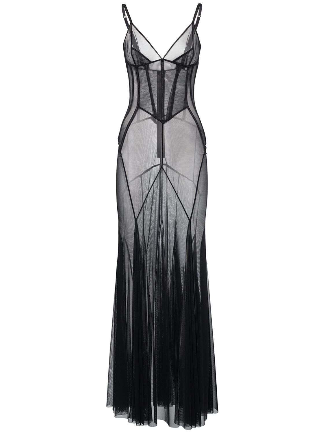Dolce & Gabbana Stretch Tulle Long Dress In Black