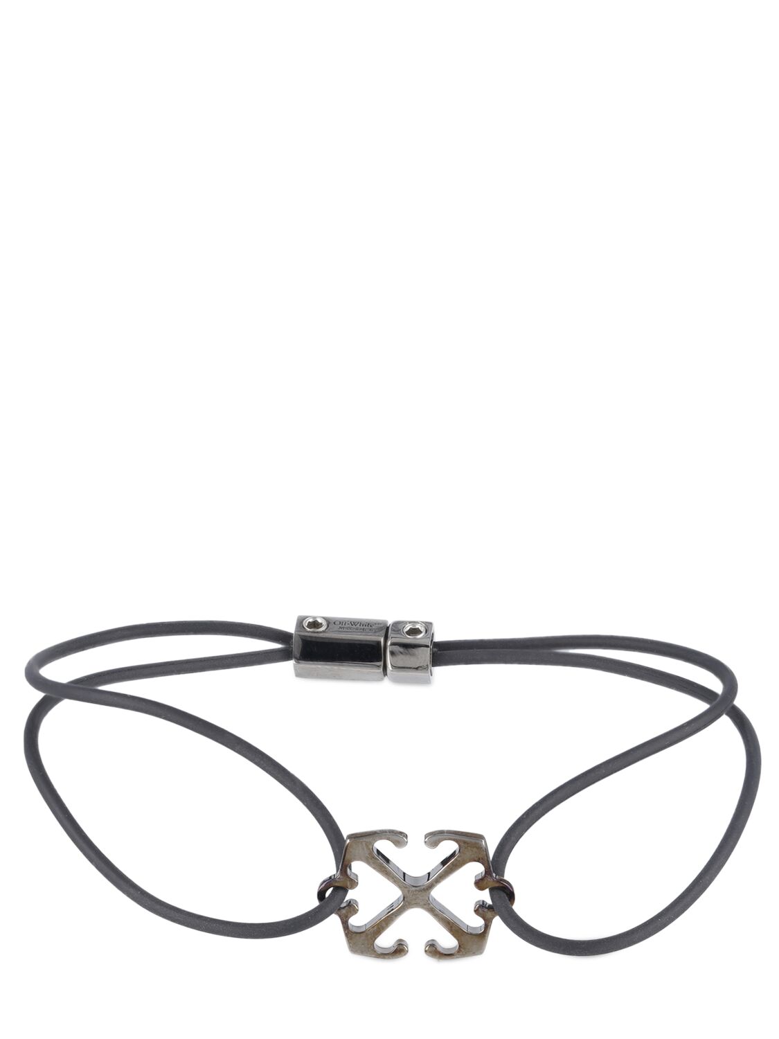Shop Off-white Arrow Cable Brass Bracelet In Black