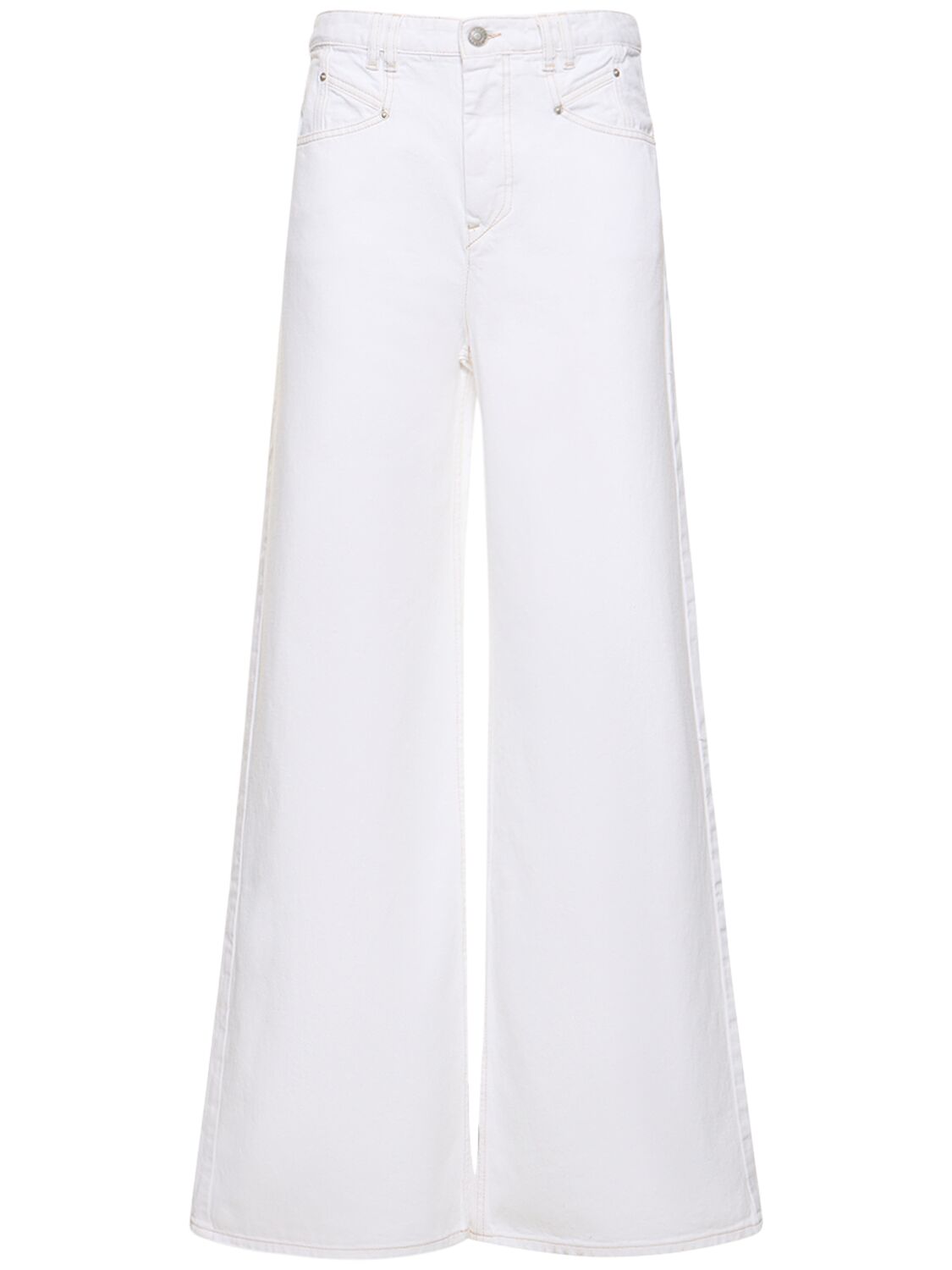 Isabel Marant Lemony High Waist Wide Trousers In White